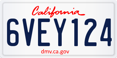 CA license plate 6VEY124