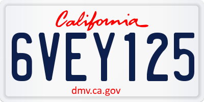 CA license plate 6VEY125
