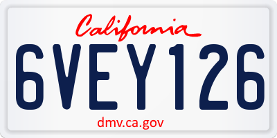 CA license plate 6VEY126