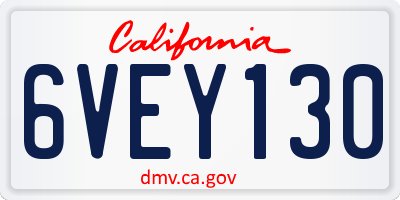 CA license plate 6VEY130