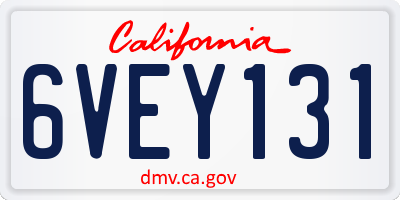 CA license plate 6VEY131
