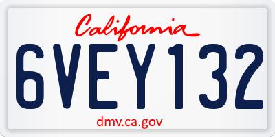 CA license plate 6VEY132