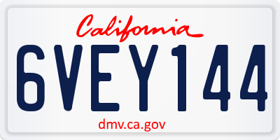 CA license plate 6VEY144