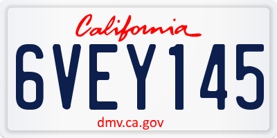 CA license plate 6VEY145