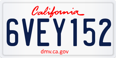 CA license plate 6VEY152
