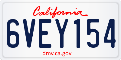 CA license plate 6VEY154