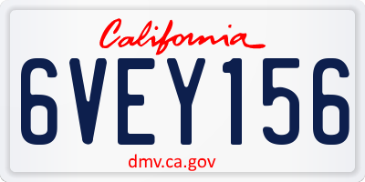 CA license plate 6VEY156