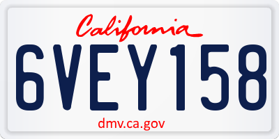 CA license plate 6VEY158