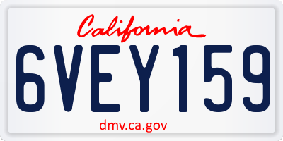 CA license plate 6VEY159