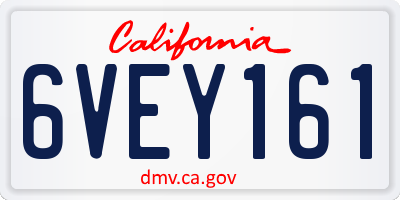CA license plate 6VEY161