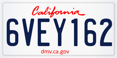 CA license plate 6VEY162