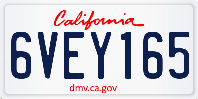 CA license plate 6VEY165