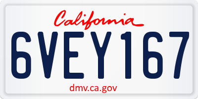 CA license plate 6VEY167