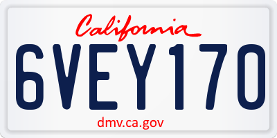 CA license plate 6VEY170