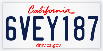 CA license plate 6VEY187
