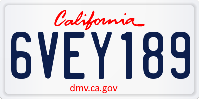 CA license plate 6VEY189