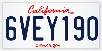 CA license plate 6VEY190