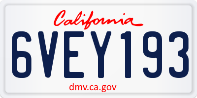 CA license plate 6VEY193