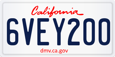 CA license plate 6VEY200