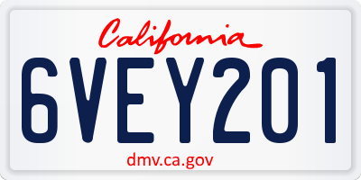 CA license plate 6VEY201