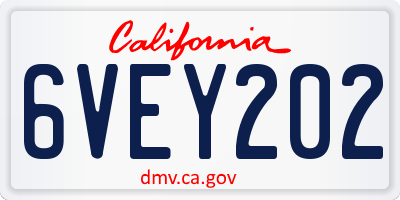 CA license plate 6VEY202