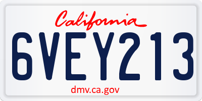 CA license plate 6VEY213