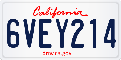 CA license plate 6VEY214