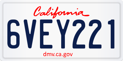 CA license plate 6VEY221