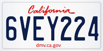 CA license plate 6VEY224