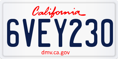 CA license plate 6VEY230
