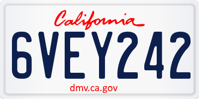 CA license plate 6VEY242