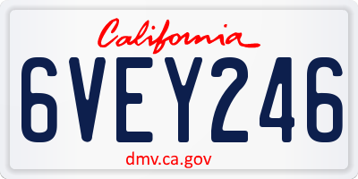 CA license plate 6VEY246