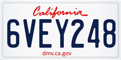 CA license plate 6VEY248