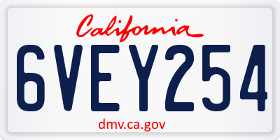 CA license plate 6VEY254