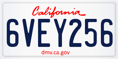CA license plate 6VEY256