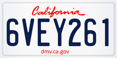 CA license plate 6VEY261