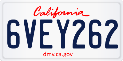 CA license plate 6VEY262