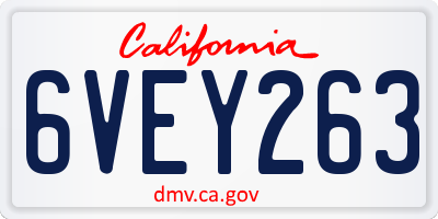 CA license plate 6VEY263