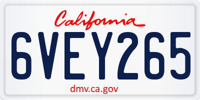 CA license plate 6VEY265