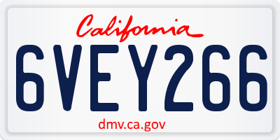 CA license plate 6VEY266