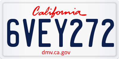CA license plate 6VEY272