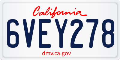 CA license plate 6VEY278