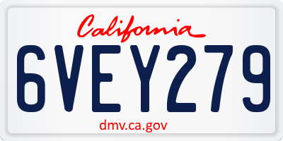 CA license plate 6VEY279