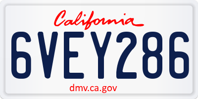 CA license plate 6VEY286