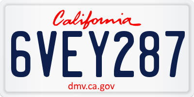 CA license plate 6VEY287