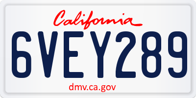 CA license plate 6VEY289