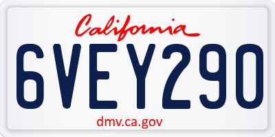 CA license plate 6VEY290