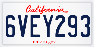 CA license plate 6VEY293