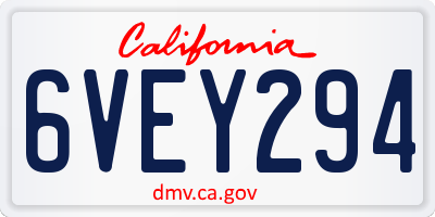 CA license plate 6VEY294