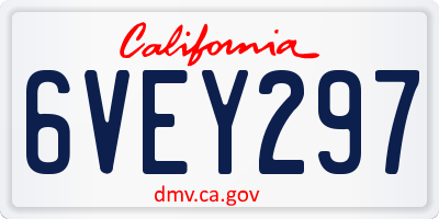 CA license plate 6VEY297